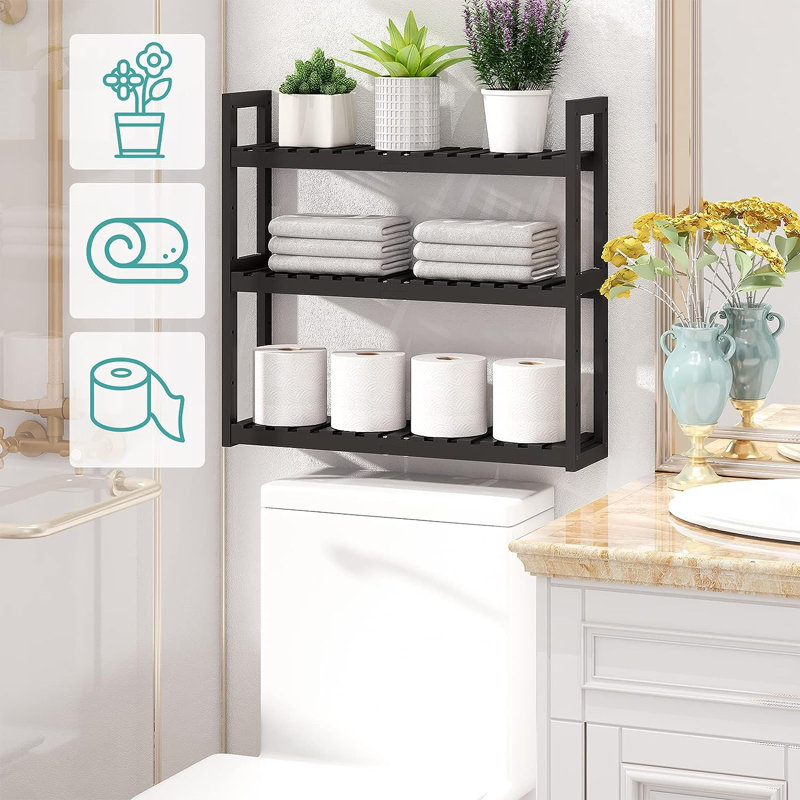 Charyl Freestanding Bathroom Shelves, Black