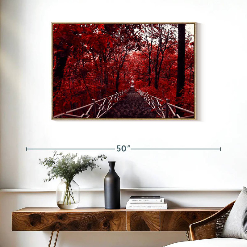 Arbres rouges, Cadre flottant en bois naturel, 37 po x 25 po