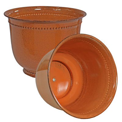 Ensemble de 2 pots à fleurs ronds pour l'extérieur en métal 14,5 po x 14,5 po x 11,25 po Ralen