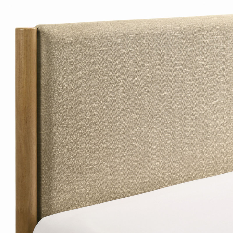 Vichy Rubberwood Platform Bed, Walnut Polyester