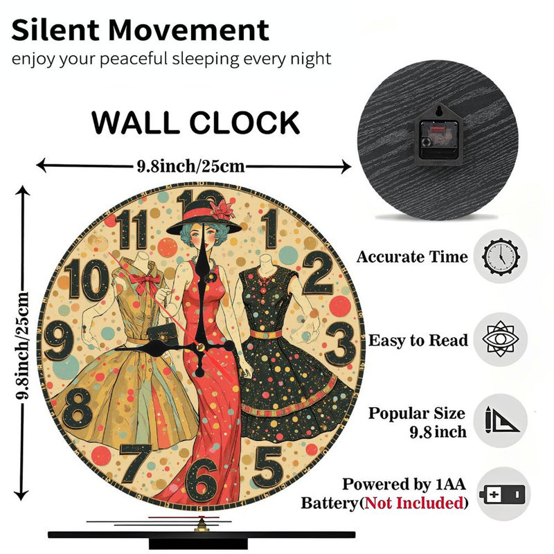 Horloge rétro, impression de femmes habillées