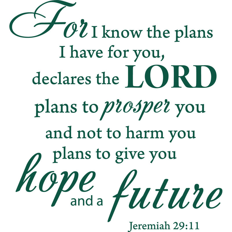 Adhésif décoratif verset biblique «For I Know the plans Jeremiah 29:11», H 17 po x l 16 po, Vert