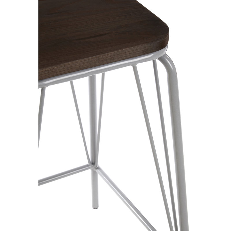 Laughlin Counter Stool with Metal Frame, Brown/Grey