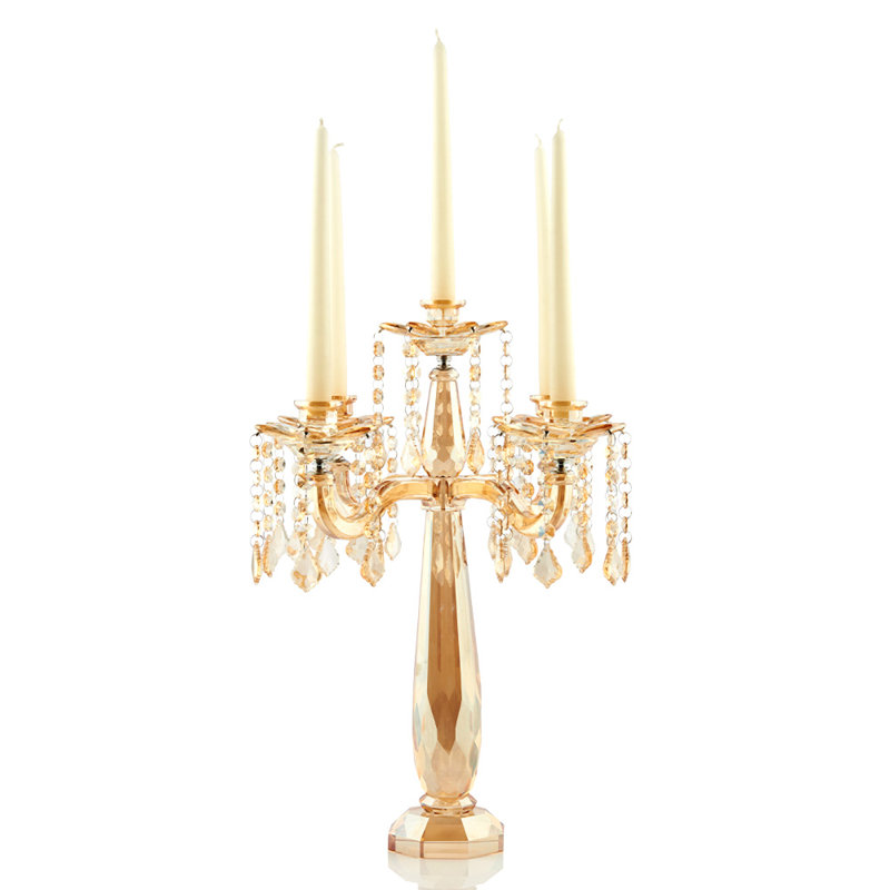 Crystal Tabletop Candelabra, Gold