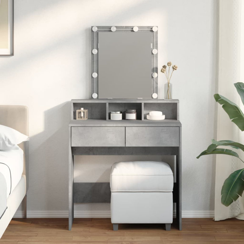 Simote Dressing Table with Mirror, Concrete Grey