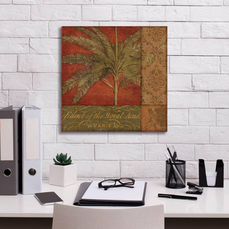 «Golden Palm II» par NBL Studio, art mural en verre acrylique, H 18 po x l 18 po x P 0,75 po