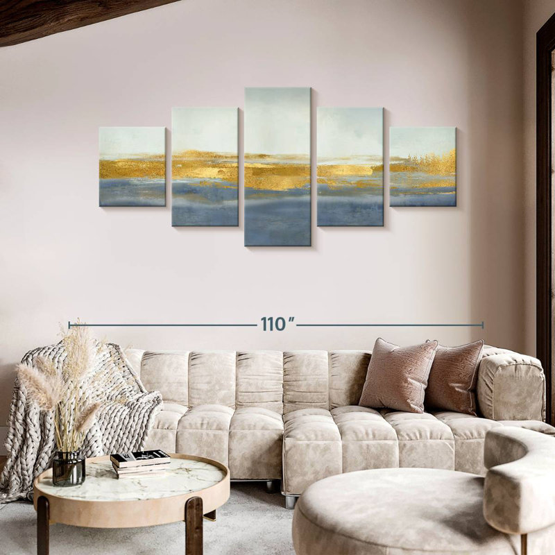 Linear On Blue, 42" H x 92" W