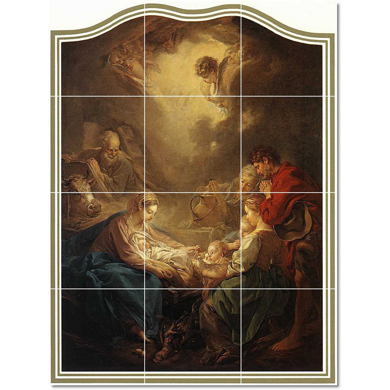 Carreau de céramique décorative 36 po x 48 po 12 po x 12 po, Peinture religieuse de François Boucher W22145