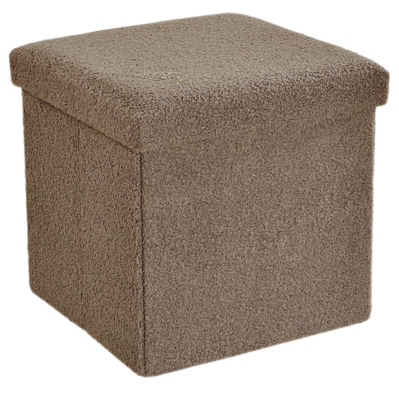 38 FOLDABLE BOUCLE STORAGE BOX, Beige, 38cm H x 40cm W x 6cm D