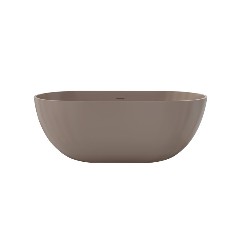Fslefay 59'' Freestanding Bathtub Solid Surface Deep Soaking Tubs, Taupe