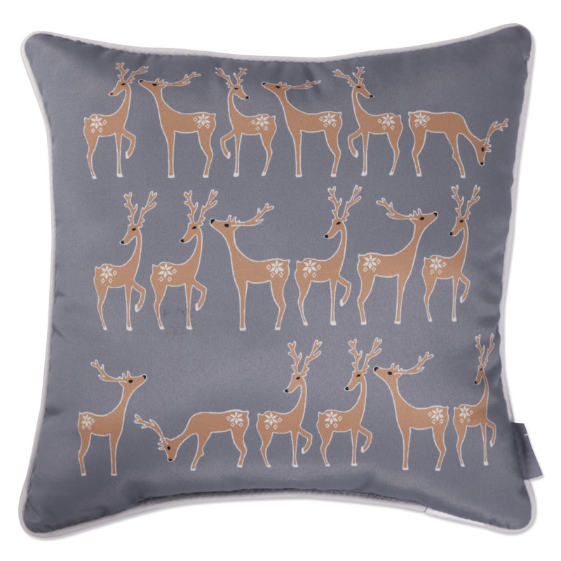 Gray and Red Christmas Sleigh Rides Reversible Throw Pillow