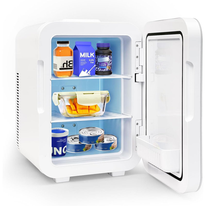 0.35 Cubic Feet Portable Countertop Mini Fridge With Cooling And Warming Modes Black, White
