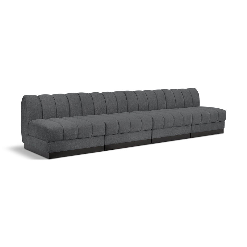 Quinn 128" Upholstered Sofa, Grey Chenille Fabric
