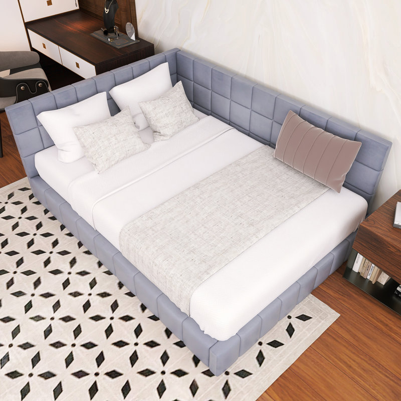 Wood Frame Full Size Upholstered Daybed, Gray