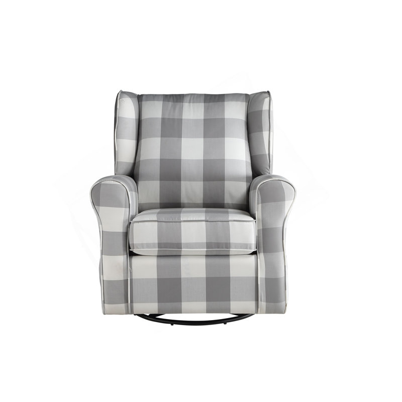 Fauteuil oscillant en tissu gris et blanc Patli