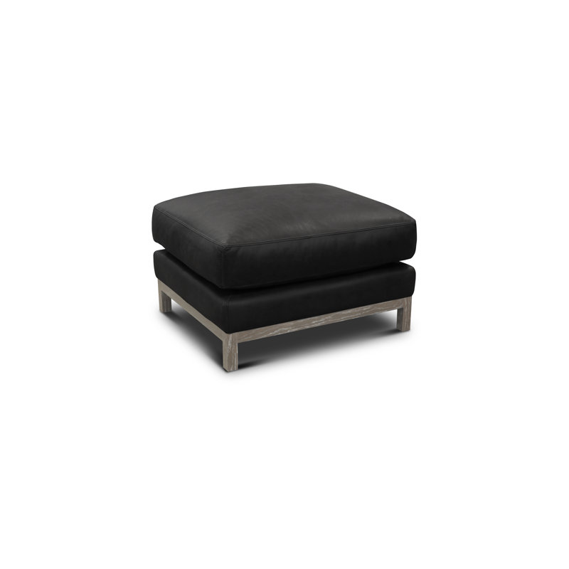 Repose-pieds en cuir véritable Alcina, Cuir véritable gris anthracite