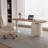 Nut-brown Curved Manufactured Wood with 2 drawers Executive Desk-296342419