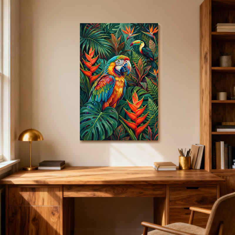 Imprimé à motif floral, animaux, H 16 po x l 24 po