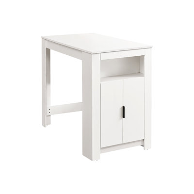 Table de salle à manger à hauteur de comptoir rectangulaire 48 po avec rangement, stratifié blanc pour les petits espaces de cuisine, style contemporain chic