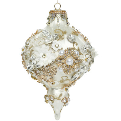 Ornement en forme de fleuron extra large Kings Jewel, ivoire - 8 pouces