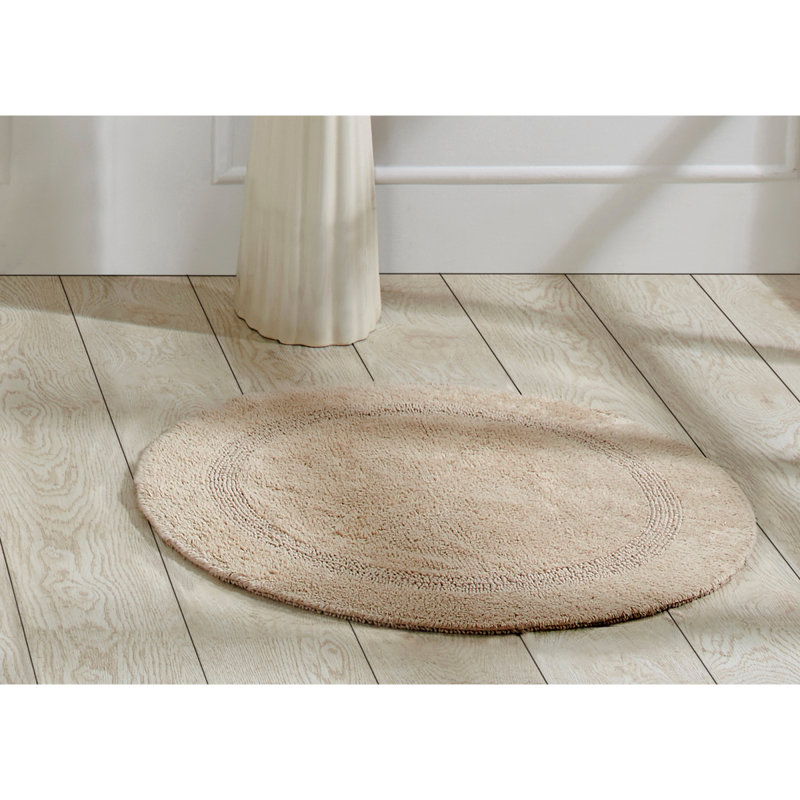 Tapis de salle de bain 100% coton Niculaie, Rond 2 pi 6 po, Sable