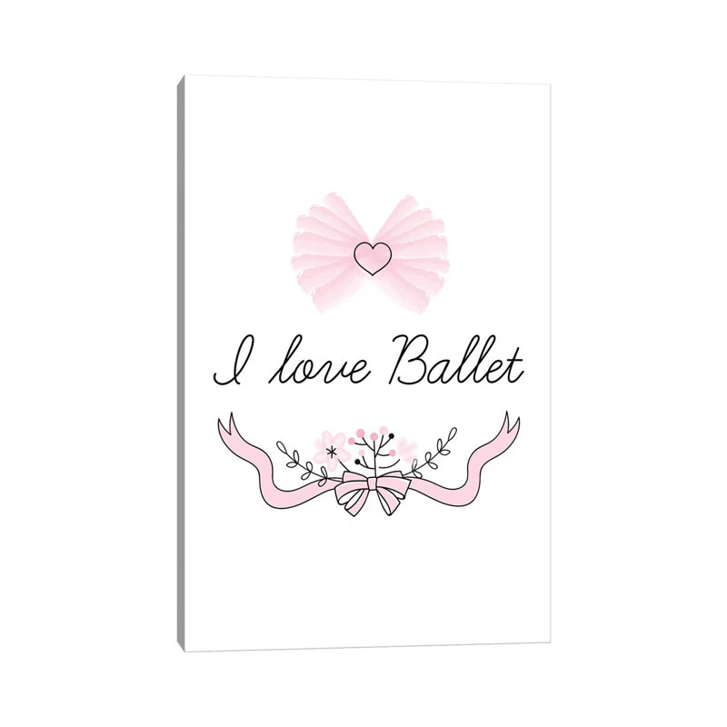 I Love Ballet - impression d'art graphique, H 26 po x l 18 po x 1,5 po, Toile tendue, Pas de tapis