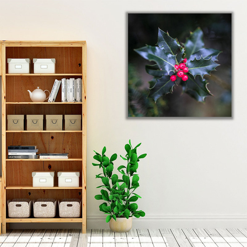 Christmas Holly - reproduction d'art sur toile, H 20 po x l 20 po