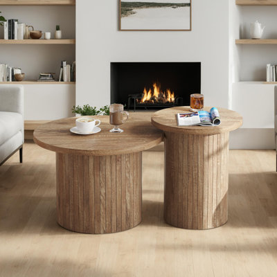 Baheerah Rustic Wood Finish Nesting Coffee Table Set Of 2