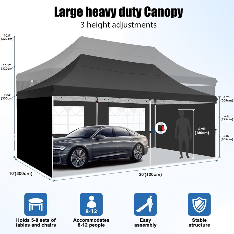 Chaniya 2m x 1m Metal Vault, Black