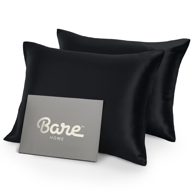 Luxurious Black Satin Standard Pillowcase Set for Hair and Skin