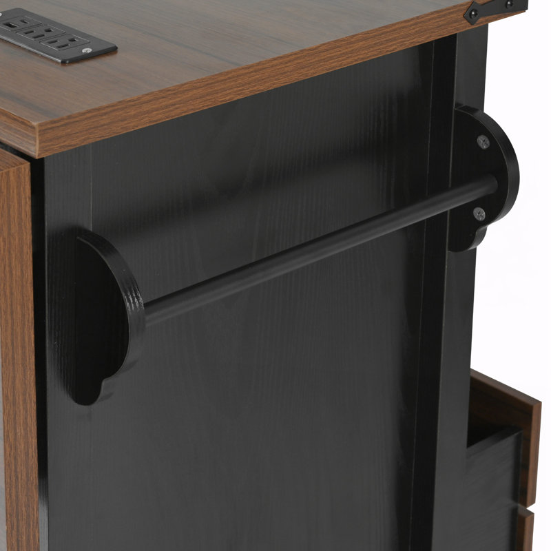 Kitchen Island With Drop Leaf, Black