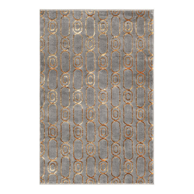 Latitude Run® Column Nikica Rug Gray and Gold