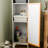 Bathroom Tall Storage Cabinet With Bamboo Slats Door