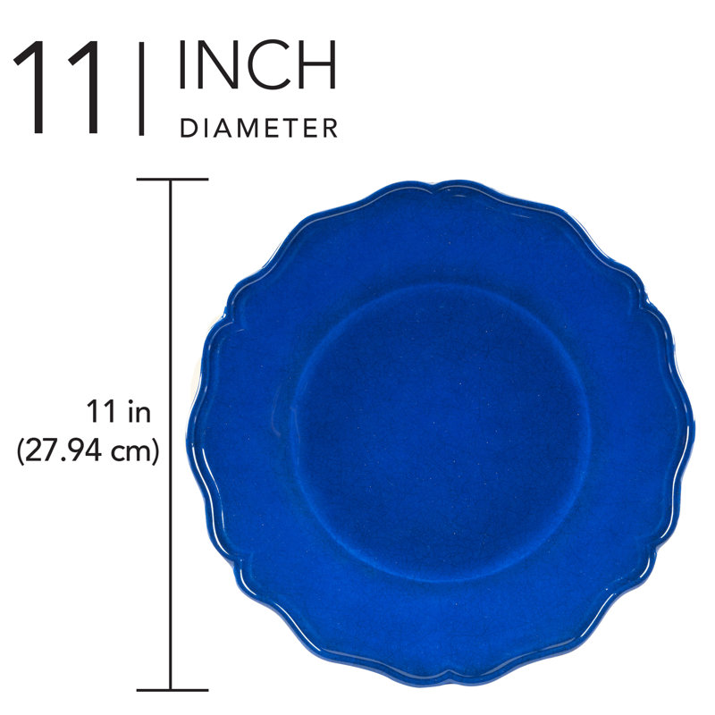Ensemble de 4 assiettes à dîner en mélamine craquelée indigo bleu 11 po
