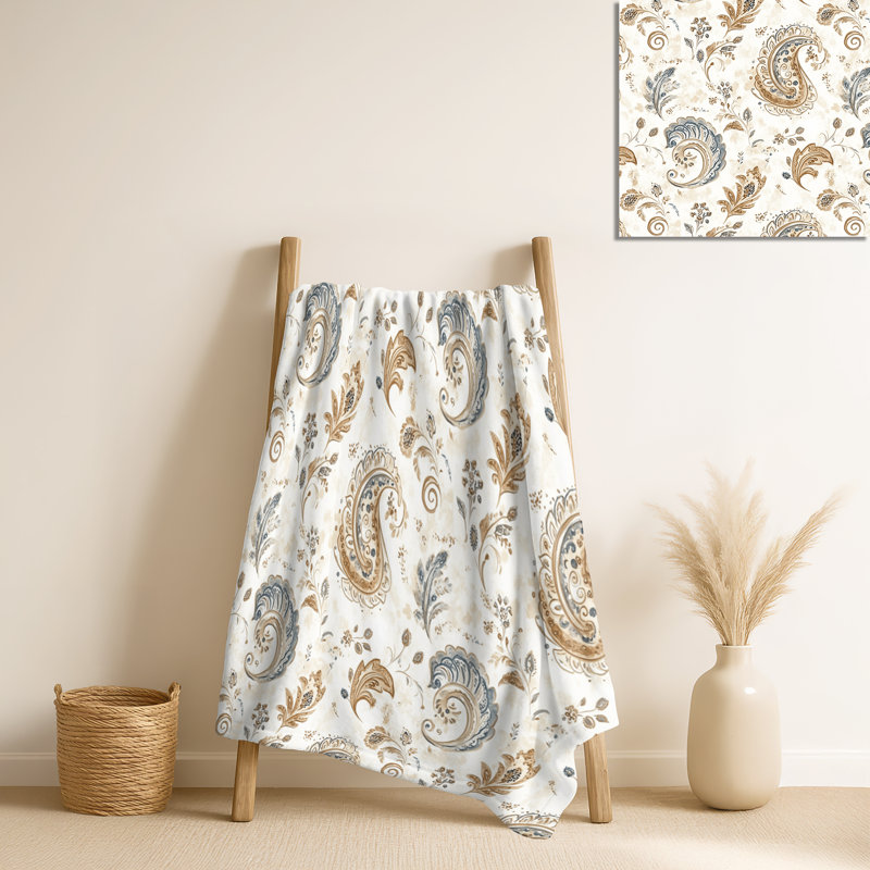 Motif floral cachemire beige et gris à motif cachemire contemporain
