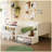 Wooden Twin Size Daybed with Storage Shelves and Lockers, Multi-functional Bed with Study Desk and Matching Stool-2022158763