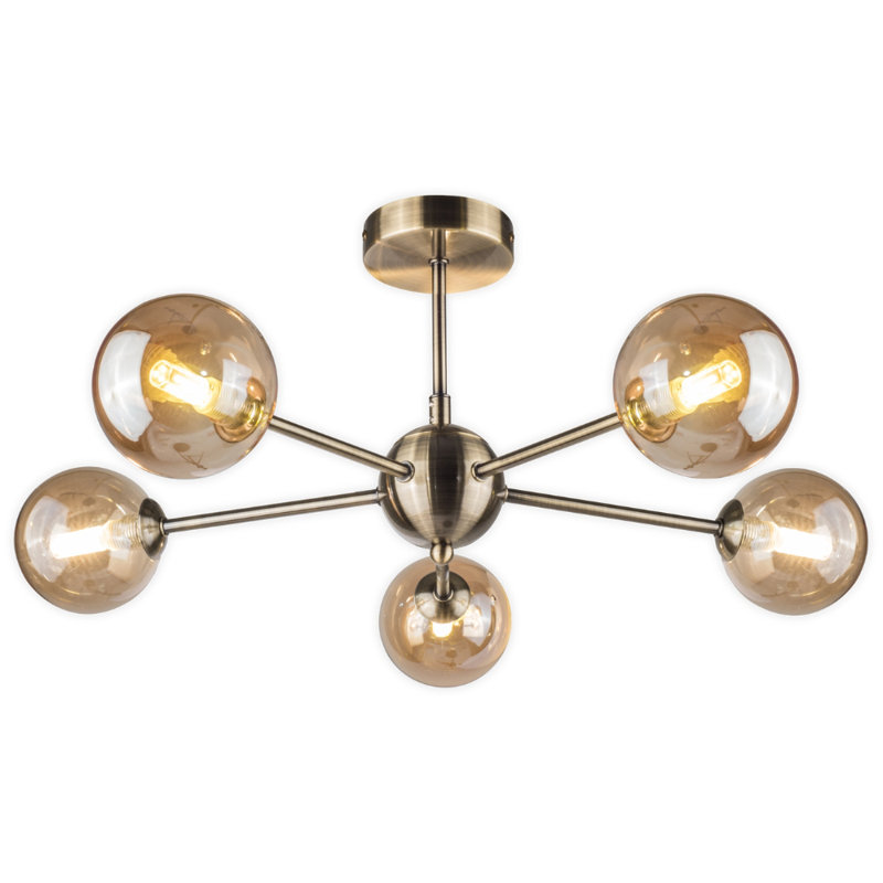 Andri Glass Semi Flush Mount, Antique Brass