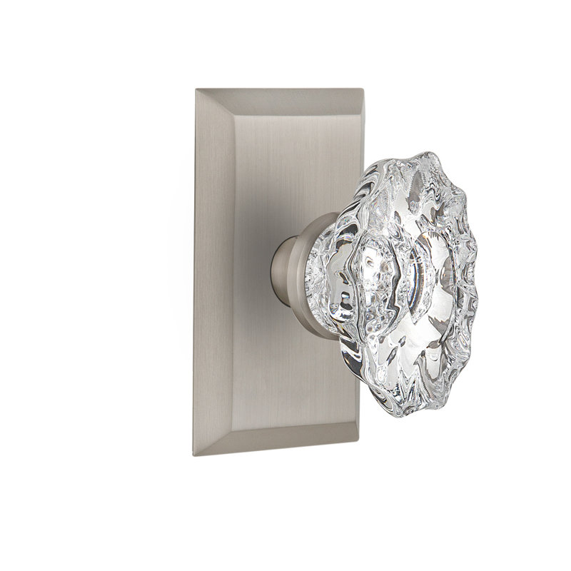 Studio Plate with Chateau Door Knob, Satin Nickel, 2-3/8"