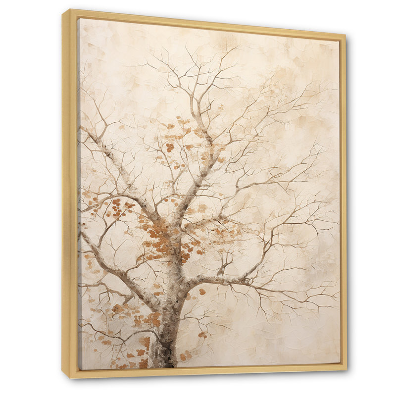 Minimalisme, érable beige solitude sur toile, Cadre naturel flottant, 20" H x 12" W