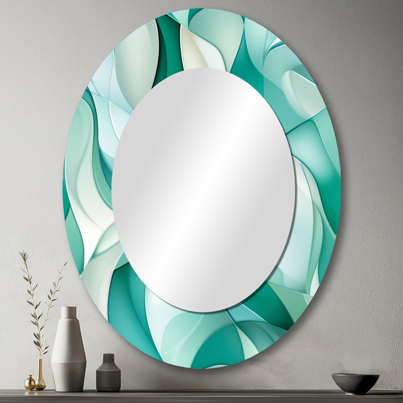 Motif côtier vert clair en forme de mosaïque de verre - Sea Coastal, H 43 po x l 33 po