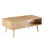 Table basse en rotin de 41,34 pouces avec porte de rangement coulissante et pieds en bois massif pour les salons modernes-595209411
