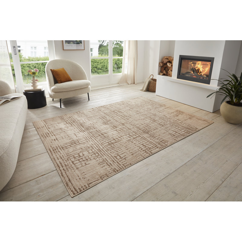 Machine Woven 100% Polypropylene Beige/Brown Rug, Rectangular 200cm x 280cm