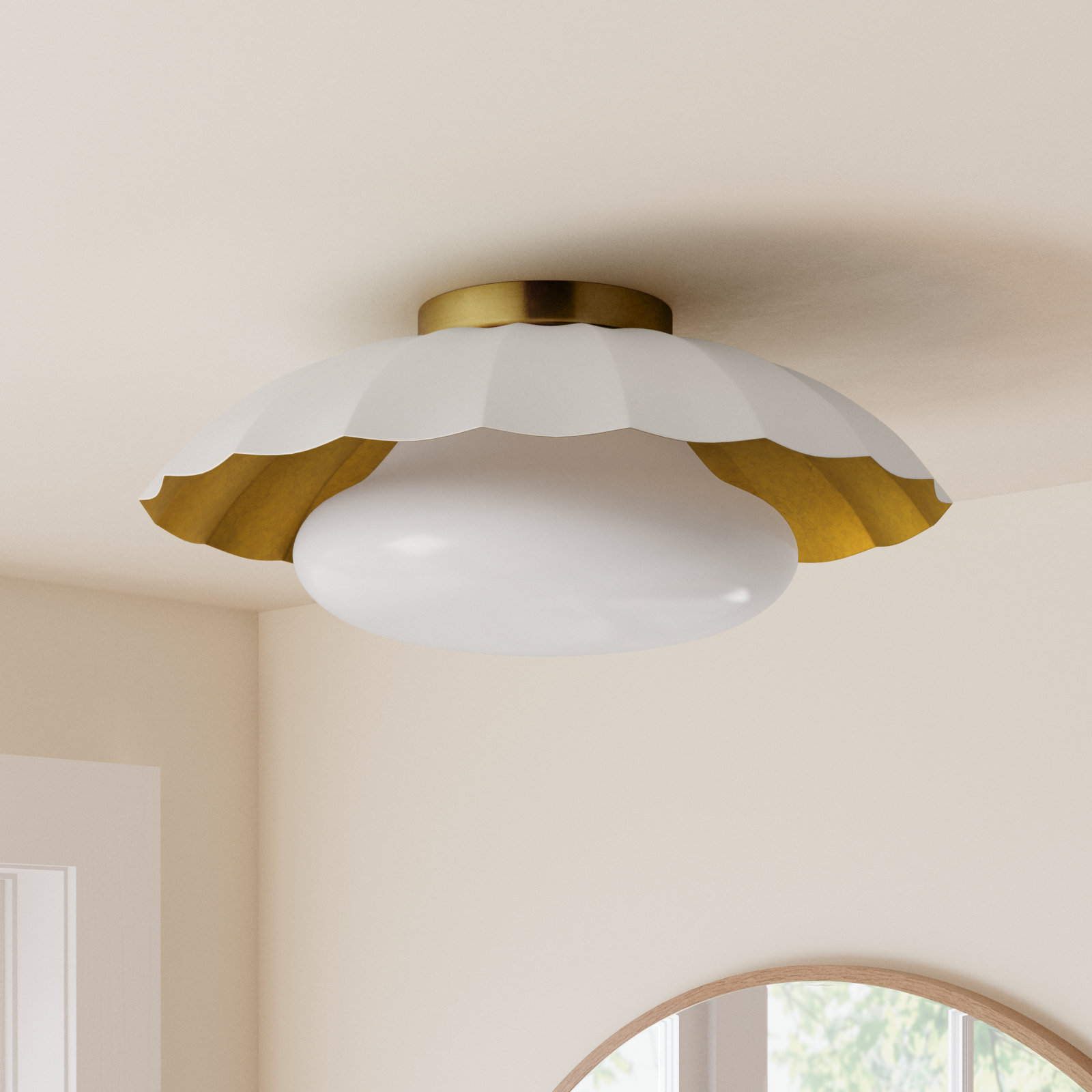Granduca Single Light Glass Flush Mount, Matte White