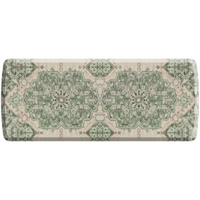Designer Comfort Anti‑Fatigue Kitchen Comfort Mat – Paloma Medallion Green