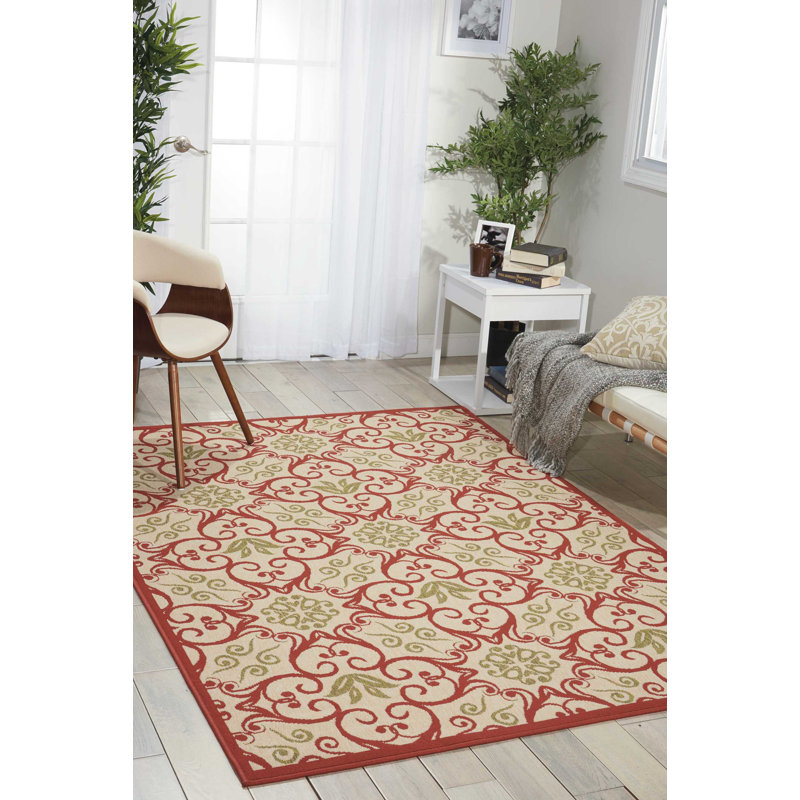Gesa Damask Indoor / Outdoor Rug, Rectangle 3'11" x 5'11"