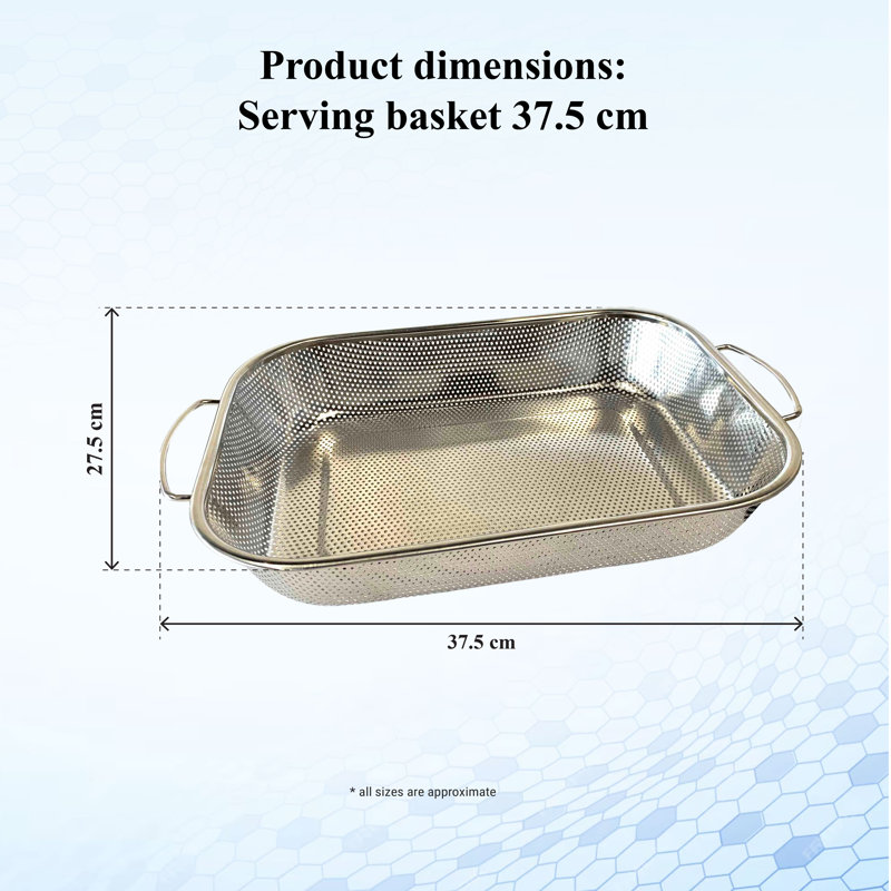 Buckingham Colander Basket Stainless Steel Over-the-Sink Micro-Perforated Strainer 37.5 cm