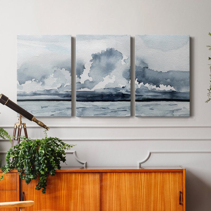 «Passing Rain Storm II» - Toile tendue avec châssis de qualité supérieure - Prêt à être accroché, H 12 po x l 24 po x P 1 po