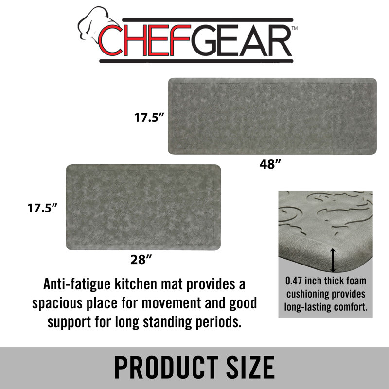 Embossed Soothing Comfort Anti-Fatigue Mat Set, Light Gray