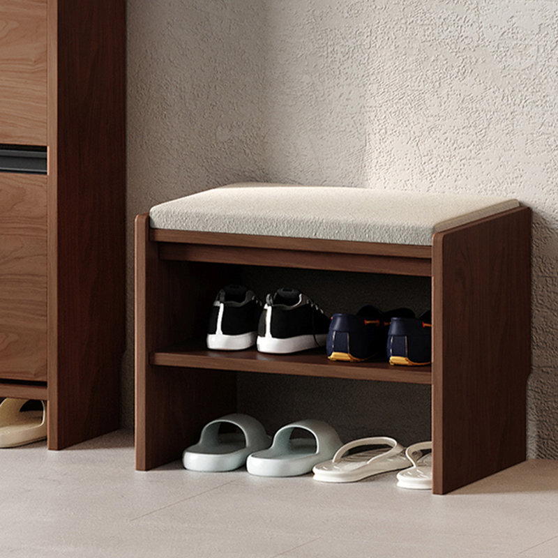 Banc à chaussures en bois massif de style nordique pour chambre à coucher et salon, Brun