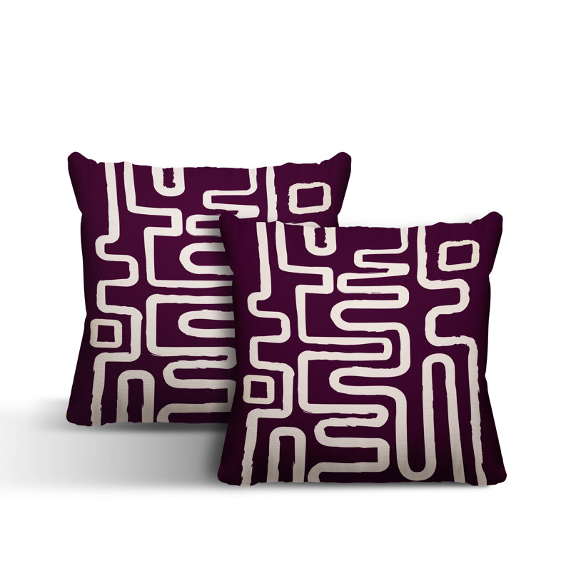 Coussin décoratif carré intérieur / extérieur Miroir, L 19 po x H 19 po, Mauve